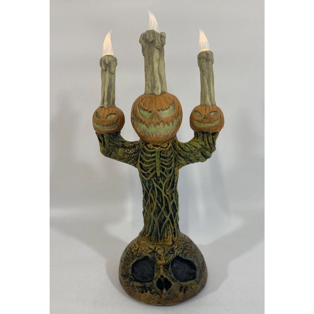 Tekky‎ Toys Creepy Pumpkin Halloween Decor Candelabra animated Moves Talks 15.5”